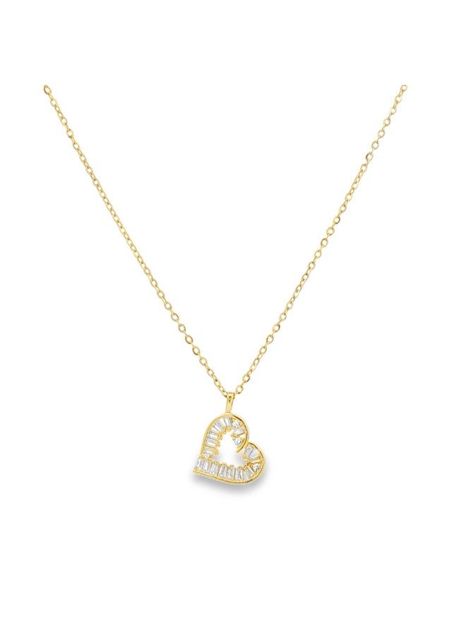 أيه كيه جويلز قلادة من الفضة عيار 925 بتصميم قلب مرصعة بالزركون - Image 1